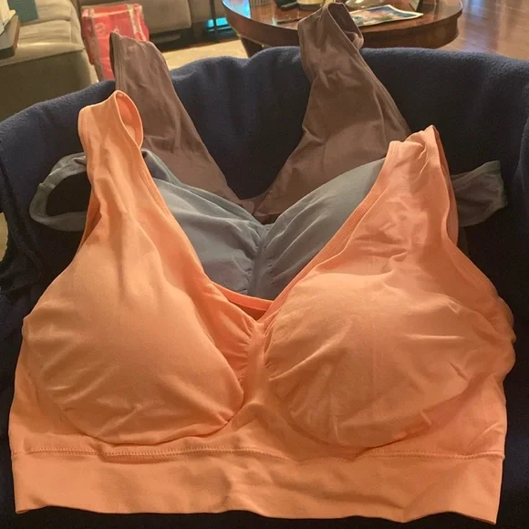 Kinyaoyao NWT 3 Pack of Wine, Pink & Blue XL sports bras with removable pads. - Picture 1 of 6